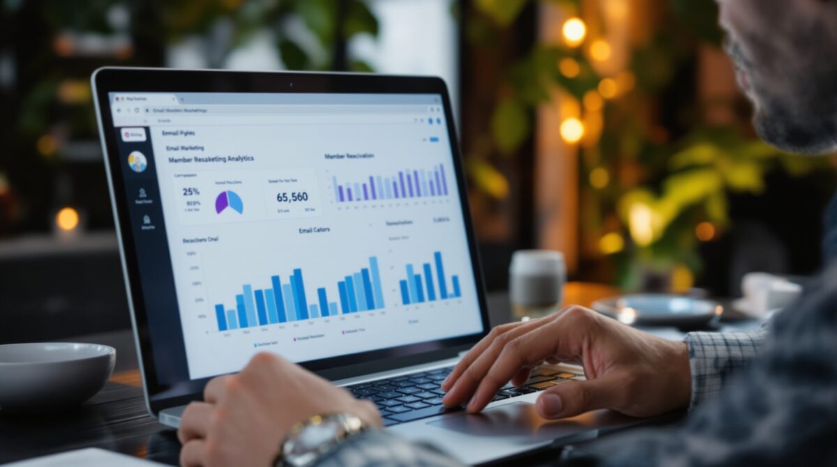 Email marketing analytics dashboard showing campaign performance and member reactivation metrics